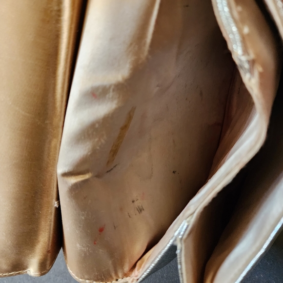 70s Vintage Silver Metallic Lamé Purse Bag Mod Disco - Picture 11 of 15